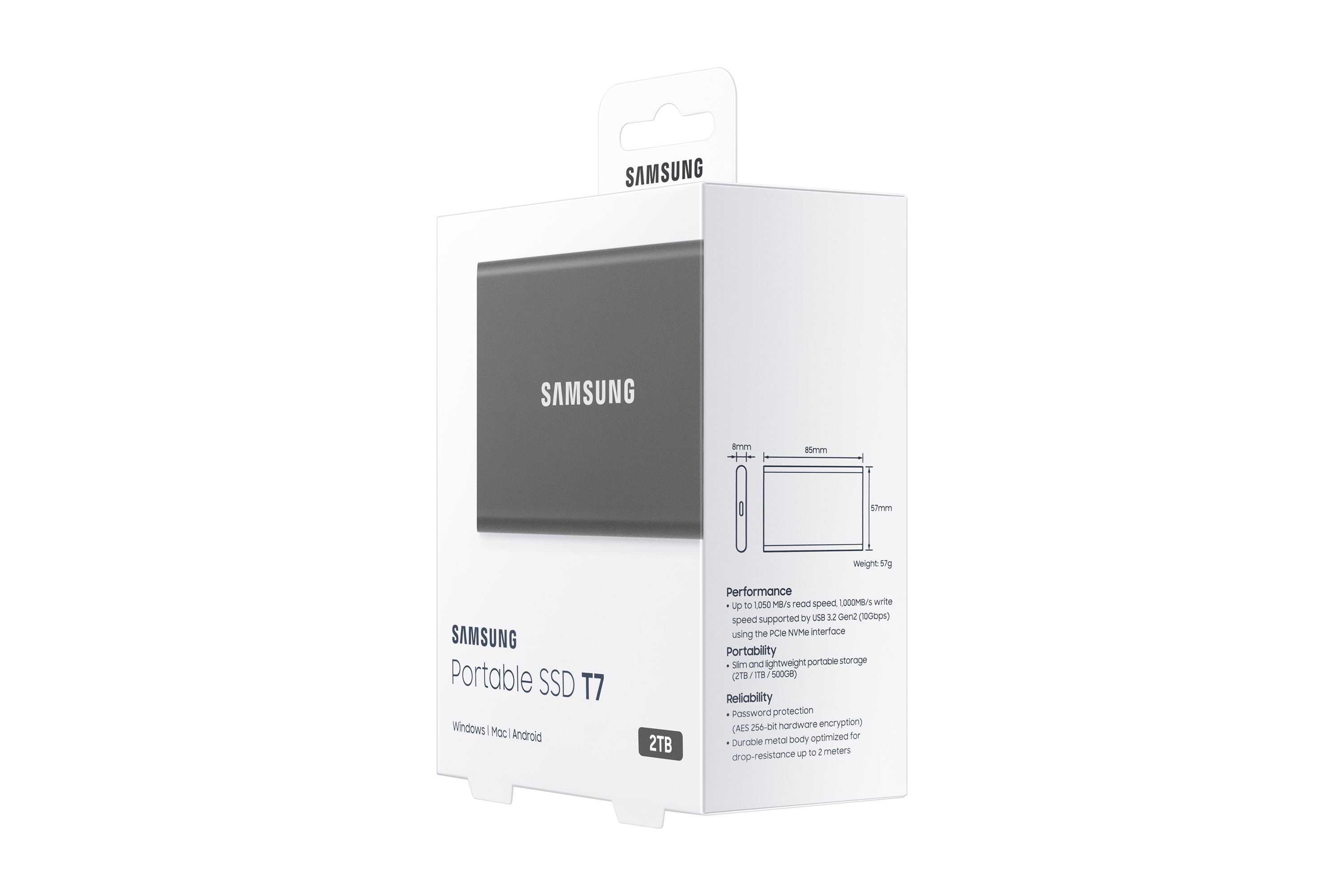 Samsung t7 2to portable ssd grey